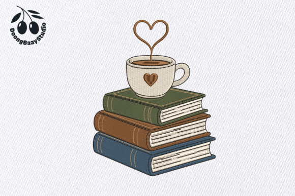 A Cozy Coffee Books Embroidery Design for Perfect Gifts