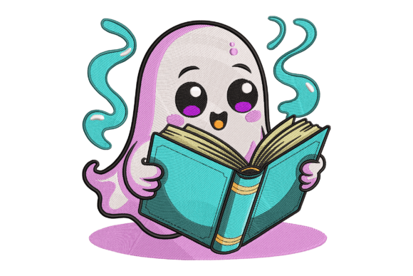 A Designer’s Take on the Ghost Reading Book Embroidery Design