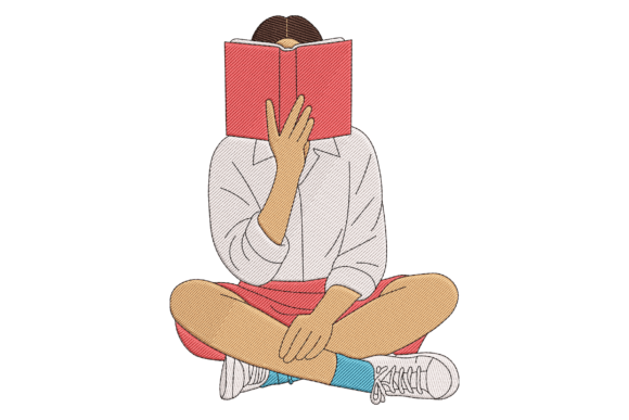 An Embroidery Designer's Take on the Book Lover Reading Design