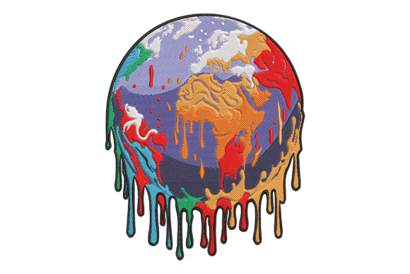 Melting Earth: A Whimsical Embroidery Design for Practical Use
