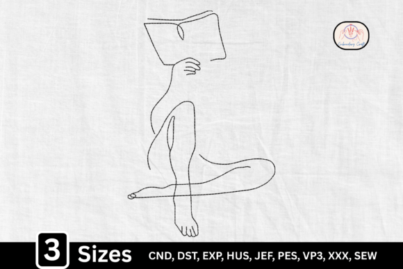 Reviewing the Minimalist Line Art Reading Woman Embroidery Design