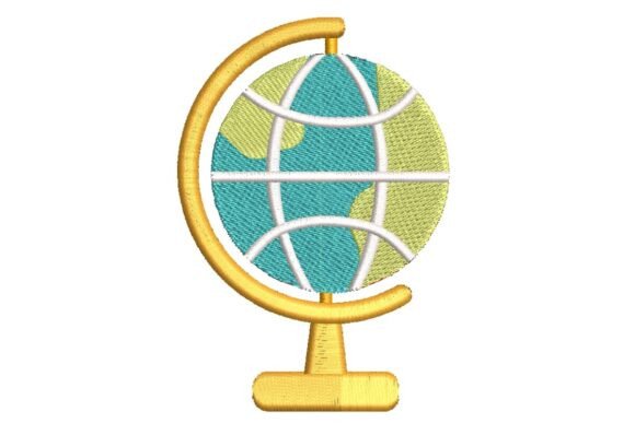 Stylized World Globe Embroidery Design for Business Merch